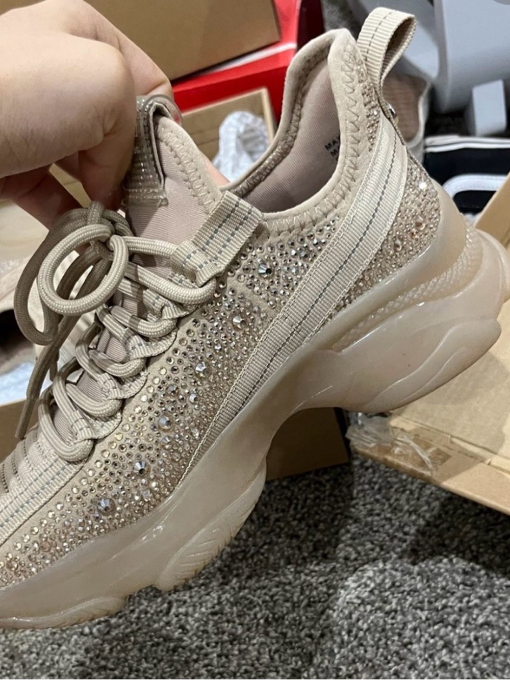 Steve Madden Beige Rhinestone Chunky Sneaker